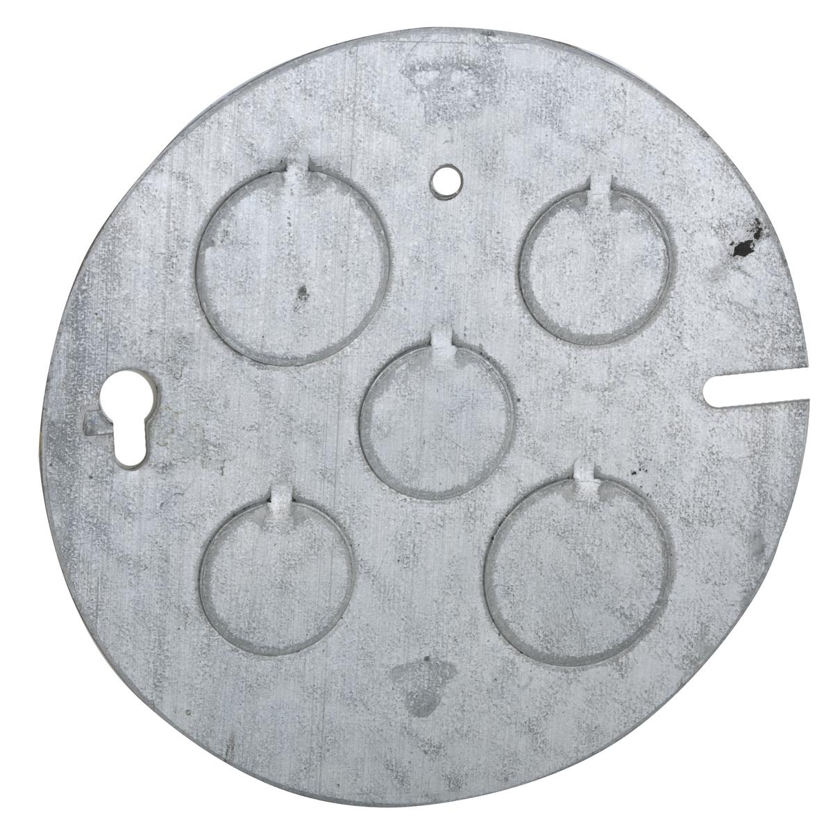 Hubbell 890 Concrete Ring Cover, Flat, Three 1/2 in. and Two 3/4 in. KO's, 4-1/2 in. Dia. O.D. 