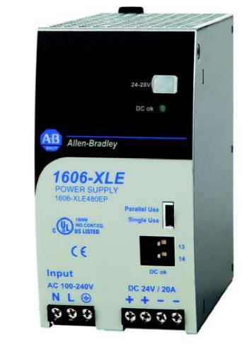 Allen Bradley 1606-XLE480EP  1606-XLE480EP:   Essential Power Supply w/ Power Factor Correction, 24V DC, 480 W, 120/240V AC Input Voltage