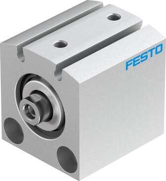 Festo 188173 short-stroke cylinder ADVC-25-10-I-P-A For proximity sensing, piston-rod end with female thread. Stroke: 10 mm, Piston diameter: 25 mm, Cushioning: P: Flexible cushioning rings/plates at both ends, Assembly position: Any, Mode of operation: double-acting