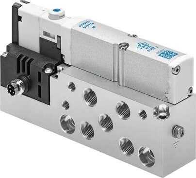 Festo 8023554 solenoid valve VMPA14-M1H-MS-G1/8-PI Valve function: 5/2 monostable, Type of actuation: electrical, Valve size: 14 mm, Standard nominal flow rate: 550 - 670 l/min, Operating pressure: 3 - 8 bar