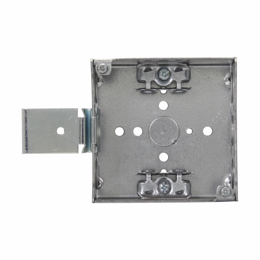 Eaton Corp TP431SSBPF Eaton Crouse-Hinds series Square Outlet Box, (1) 1/2", 4", SSB, AC/MC clamps, Welded, 2-1/8", Steel, (4) 1/2", (2) 1/2", (1) 3/4" E, Includes ground screw with pigtail lead, 30.3 cubic inch capacity