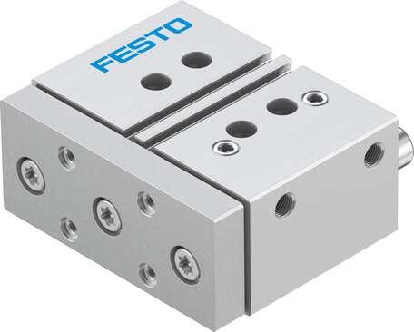 Festo 170930 guided drive DFM-32-25-P-A-KF With integrated guide. Centre of gravity distance from working load to yoke plate: 50 mm, Stroke: 25 mm, Piston diameter: 32 mm, Operating mode of drive unit: Yoke, Cushioning: P: Flexible cushioning rings/plates at both ends
