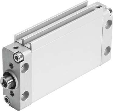 Festo 194169 flat cylinder DZF-1"-1"-P-A Non-rotating, for position sensing, with elastic cushioning rings in end positions. Various mounting options, with or without additional mounting components. Stroke: 1 ", Piston diameter: 1", Max. angular deflection of piston r