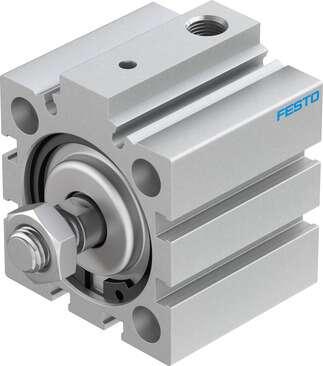 Festo 188228 short-stroke cylinder AEVC-40-10-A-P-A For proximity sensing, piston-rod end with male thread. Stroke: 10 mm, Piston diameter: 40 mm, Spring return force, retracted: 28 N, Based on the standard: (* ISO 6431, * Hole pattern, * VDMA 24562), Cushioning: P: F