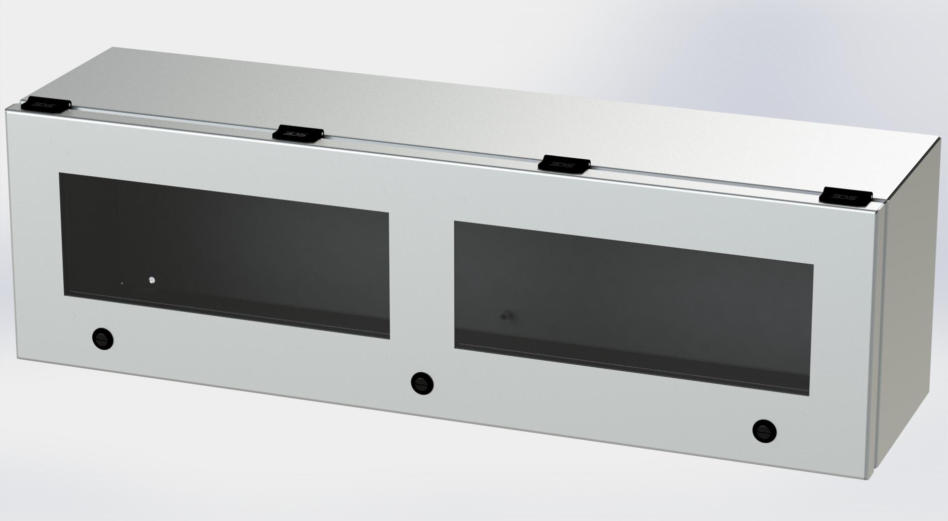 Saginaw Control SCE-L9308ELJWSS S.S. ELJ Trough Window Enclosure, Height:9.00", Width:30.00", Depth:8.00", #4 brushed finish on all exterior surfaces. Optional sub-panels are powder coated white.