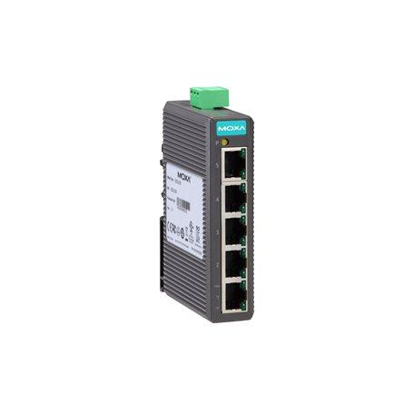 Moxa EDS-205 Entry-level unmanaged Ethernet switch with 5 10/100BaseT(X) ports, plastic housing, -10 to 60°C operating temperature