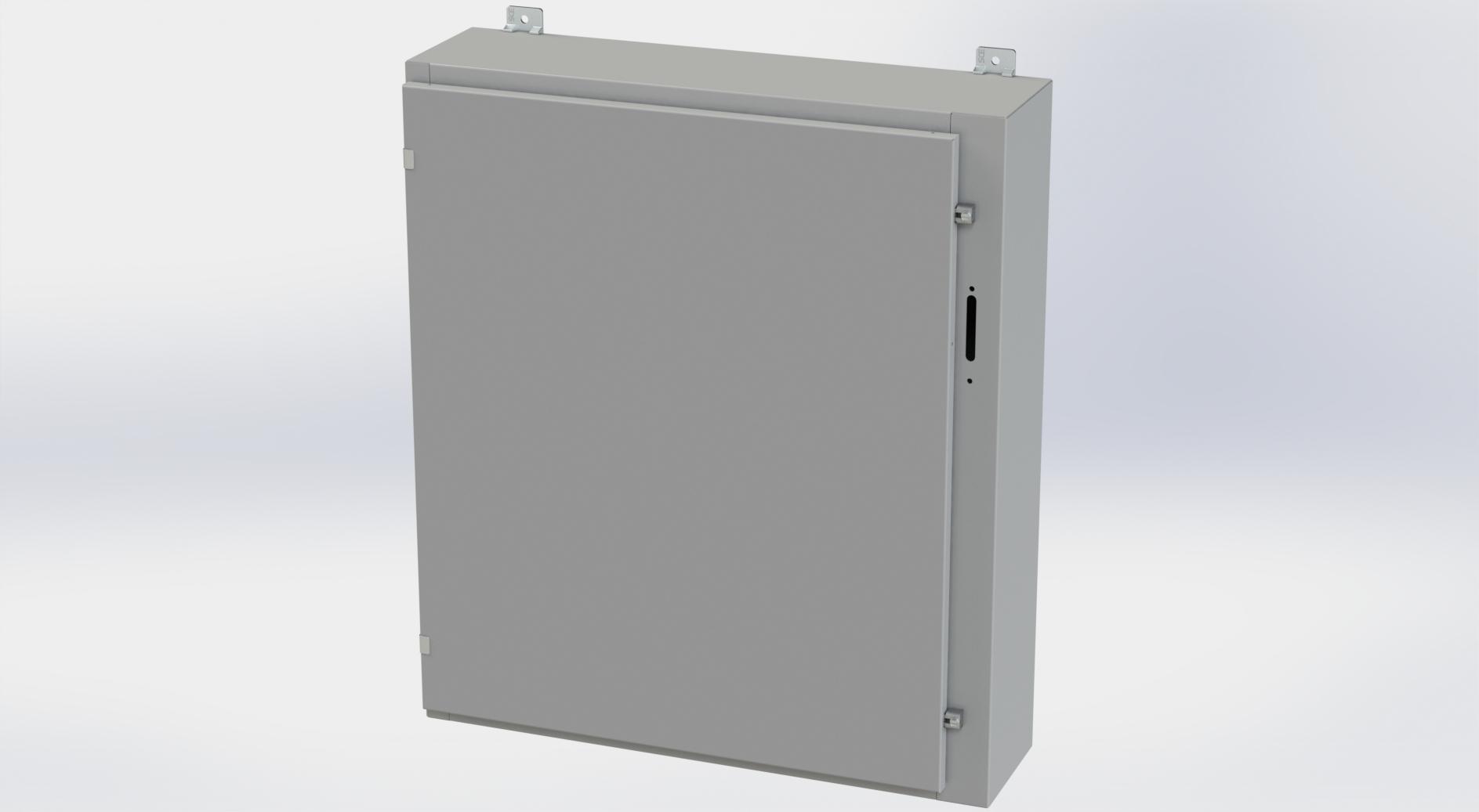 Saginaw Control SCE-36HS3108LP HS LP Enclosure, Height:36.00", Width:31.38", Depth:8.00", ANSI-61 gray powder coating inside and out. Optional sub-panels are powder coated white.