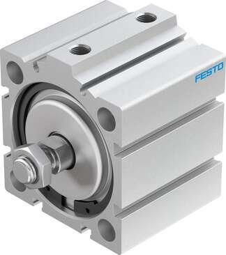 Festo 188299 short-stroke cylinder ADVC-63-25-A-P No facility for sensing, piston-rod end with male thread. Stroke: 25 mm, Piston diameter: 63 mm, Based on the standard: (* ISO 6431, * Hole pattern, * VDMA 24562), Cushioning: P: Flexible cushioning rings/plates at bot