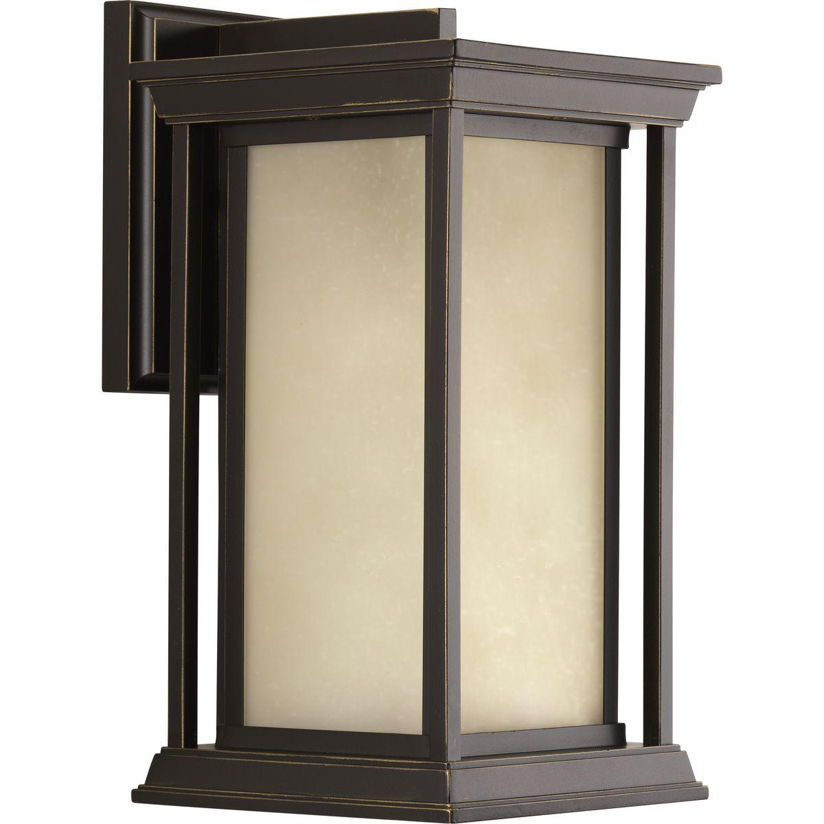 Hubbell P5610-20 One-light medium wall lantern with a Craftsman-inspired modern silhouette, Endicott offers visual interest when both lit and unlit. The elongated frame is elegantly finished with linen glass diffuser.  ; Craftsman-inspired modern silhouette. ; Visually ap
