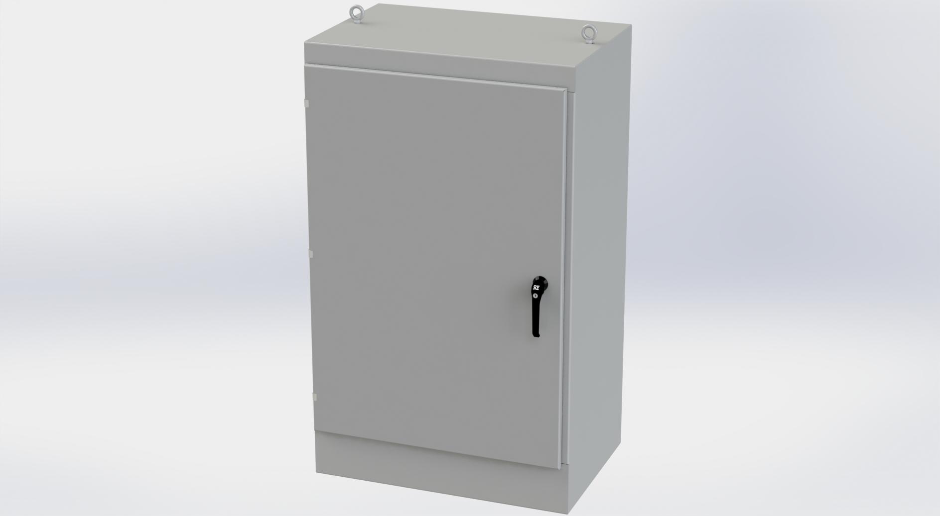 Saginaw Control SCE-603624FS FS Enclosure, Height:60.00", Width:36.00", Depth:24.00", ANSI-61 gray powder coat inside and out. Optional sub-panels are powder coated white.