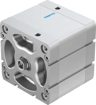 Festo 536389 compact cylinder ADN-100-40-I-P-A Per ISO 21287, with position sensing and internal piston rod thread Stroke: 40 mm, Piston diameter: 100 mm, Piston rod thread: M12, Cushioning: P: Flexible cushioning rings/plates at both ends, Assembly position: Any