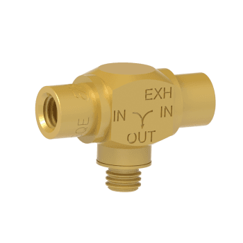 Humphrey SQE Quick Exhaust Valves, TAC Miniature Quick Exhaust Valves, Description: Miniature Quick Exhaust Valve, Number of Ports: 3 ports, Number of Positions: 2 positions, Valve Function: Quick Exhaust, Piping Type: Inline, Direct Piping, Approx Size (in) HxWxD: 0.