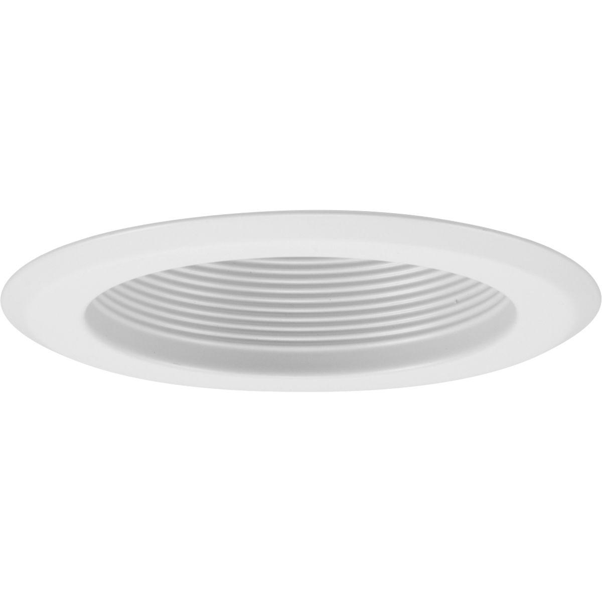 Hubbell P868-28 5 inch recessed is ideal for new construction residential applications. It can also be used in most light commercial applications. The white step baffle trim use a friction springs to attach to the housing (P851-ICAT) to provide a flush fit against the ce