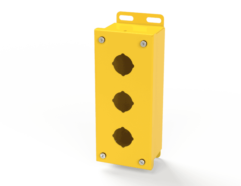 Saginaw Control SCE-3PB-RAL1018 PB Enclosure, Height:8.00", Width:3.25", Depth:2.75", RAL 1018 Yellow powder coat inside and out.