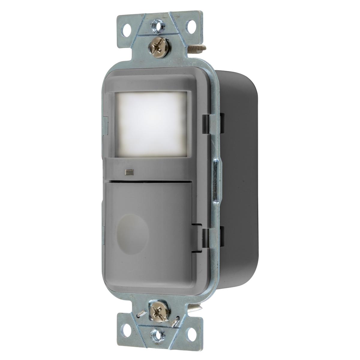 Hubbell WS2000NGY Lighting Controls, Occupancy/Vacancy Sensors, Wall Switch, Passive Infrared Technology, 120/277V AC, With Night Light, Gray  ; With Nightlight ; 