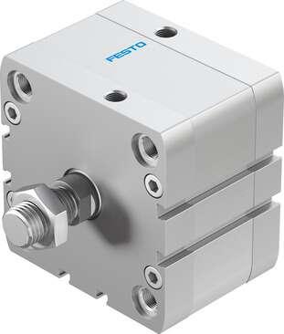 Festo 536354 compact cylinder ADN-80-15-A-P-A Per ISO 21287, with position sensing and external piston rod thread Stroke: 15 mm, Piston diameter: 80 mm, Piston rod thread: M16x1,5, Cushioning: P: Flexible cushioning rings/plates at both ends, Assembly position: Any