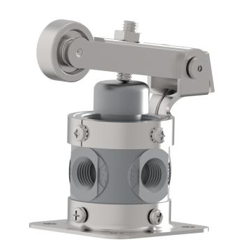 Humphrey 250C31021A Mechanical Valves, Roller Cam Operated Valves, Number of Ports: 3 ports, Number of Positions: 2 positions, Valve Function: Normally closed, Piping Type: Inline, Direct piping, Options Included: Assembled mounting base, Approx Size (in) HxWxD: 3.44 x 1.56 