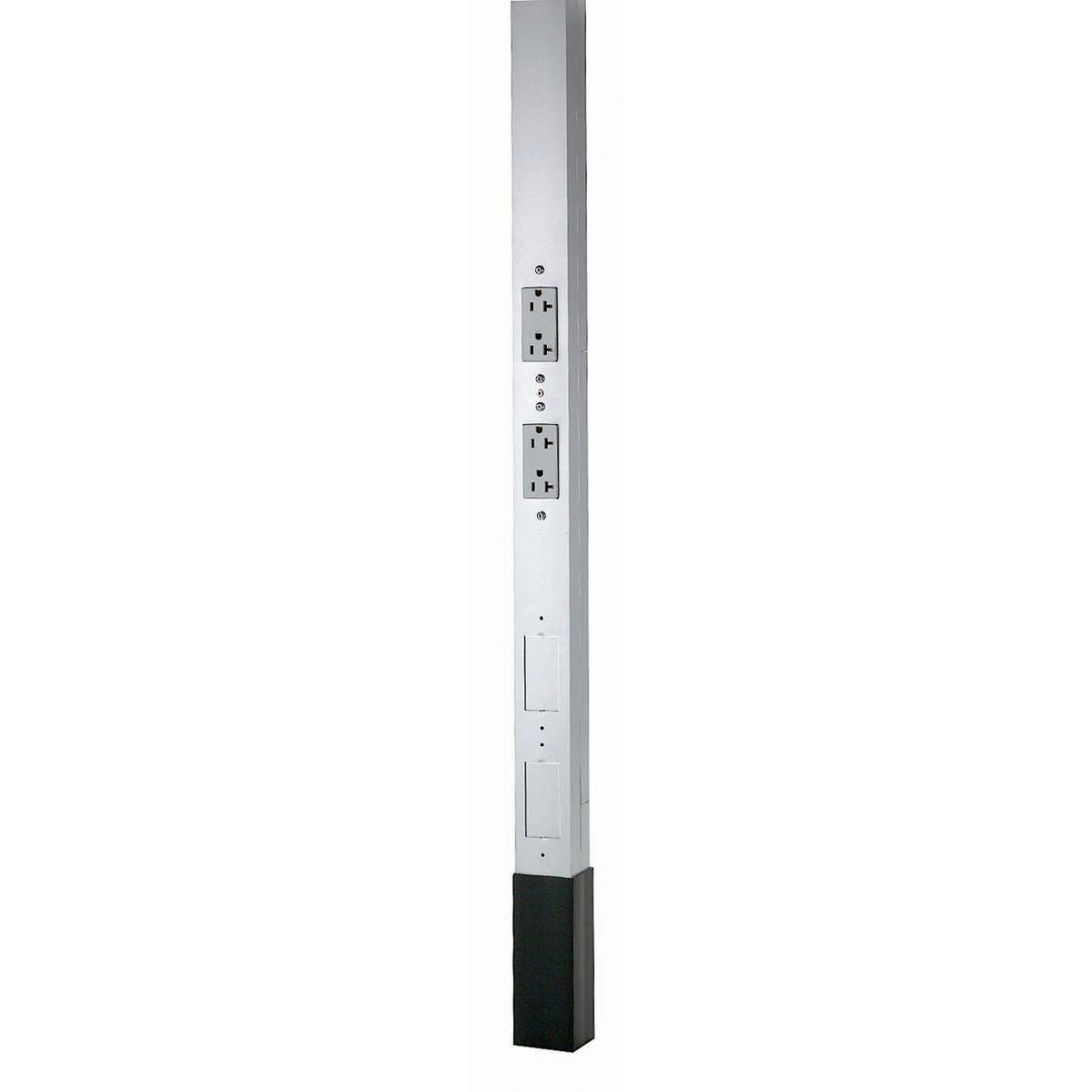 Hubbell HBLPP12AAL Aluminum Service Pole, 12'2", 2 Duplex  ; A blank pole with knockouts is offered ; Ceiling trim mounting plate and scuff boot ; Gray or ivory painted and clear anodized aluminum