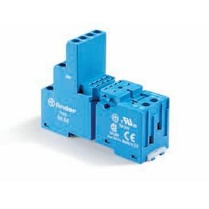 Finder 94.04SPA Plug-in socket with plastic retaining / release clip + opposite contacts and coil connections - Finder - Rated current 10A - Box-clamp connections - DIN rail / Panel mounting - Blue color - IP20