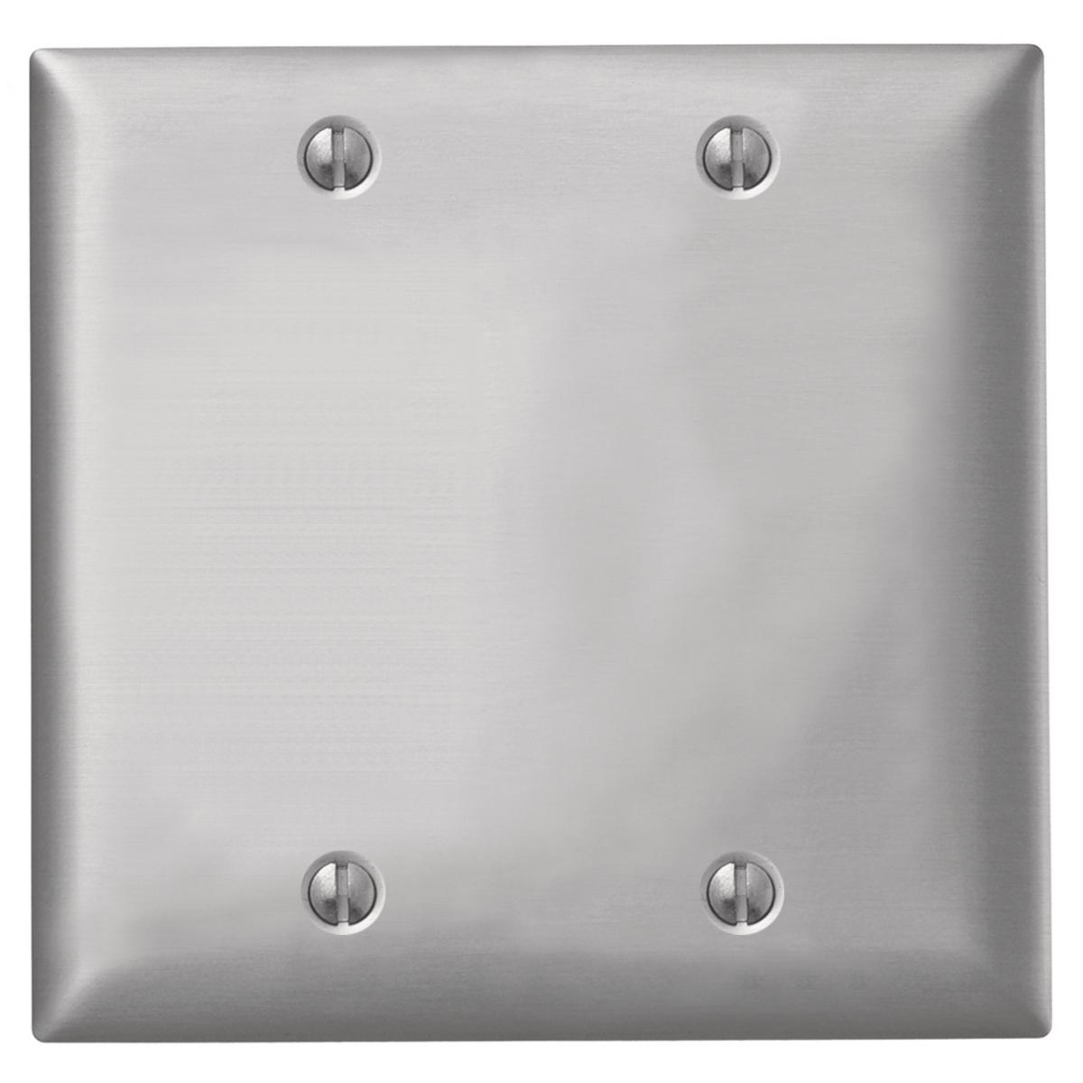 Hubbell SA23 Wallplates and Boxes, Metallic Plates, 2- Gang, Blank, Standard Size, Aluminum  ; Non-magnetic and corrosion resistant ; Finish is lacquer coated to inhibit oxidation ; Protective plastic film helps to prevent scratches and damage ; Protective film helps 