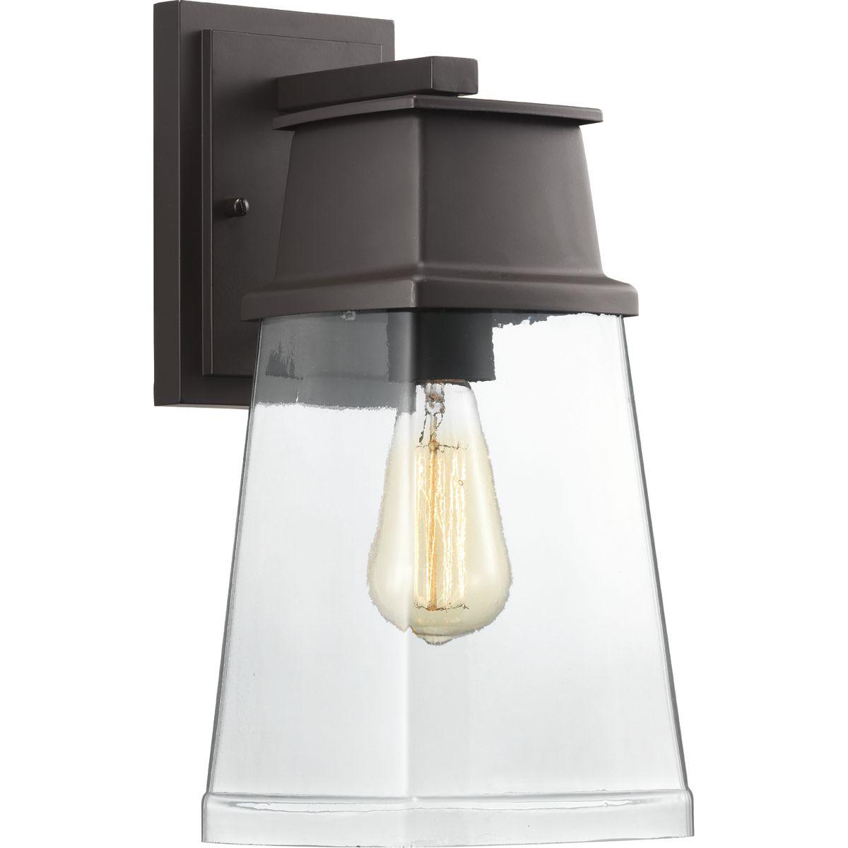 Hubbell P560100-129 The quiet confidence of the Craftsman-style Greene Ridge one-light medium wall lantern makes in an eye-catching fixture far exuding warm accent light in a dining or living area, in a foyer, or even an outdoor kitchen in Craftsman, rustic, and transitional