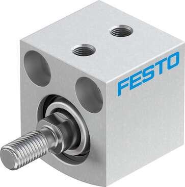 Festo 188123 short-stroke cylinder ADVC-16-5-A-P No facility for sensing, piston-rod end with male thread. Stroke: 5 mm, Piston diameter: 16 mm, Cushioning: P: Flexible cushioning rings/plates at both ends, Assembly position: Any, Mode of operation: double-acting