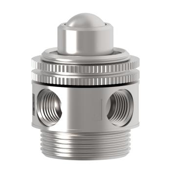 Humphrey V125B31022VAI Mechanical Valves, Roller Ball Operated Valves, Number of Ports: 3 ports, Number of Positions: 2 positions, Valve Function: Normally closed, Piping Type: Inline, Direct piping, Options Included: Panel mount, Approx Size (in) HxWxD: 1.52 x 1.18 DIA