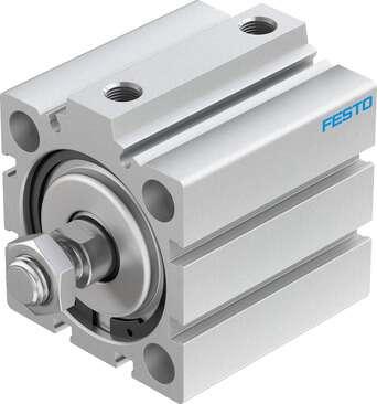 Festo 188271 short-stroke cylinder ADVC-50-25-A-P-A For proximity sensing, piston-rod end with male thread. Stroke: 25 mm, Piston diameter: 50 mm, Based on the standard: (* ISO 6431, * Hole pattern, * VDMA 24562), Cushioning: P: Flexible cushioning rings/plates at bot