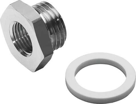 Festo 7865 reducing nipple D-1/8I-1/4A-NPT With sealing ring. Materials note: Conforms to RoHS