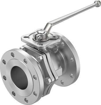 Festo 8097475 ball valve VZBF-4-P1-20-D-2-F1012-M-V15V15 Design structure: 2-way ball valve, Type of actuation: mechanical, Sealing principle: soft, Assembly position: Any, Mounting type: Line installation