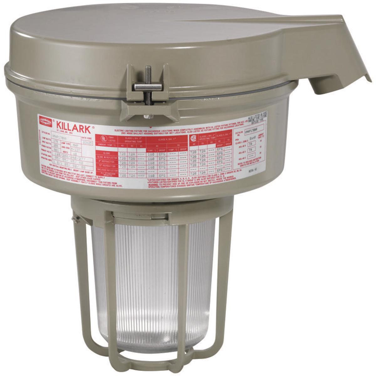 Hubbell VM3H100D5R1G VM3 Series - 100W Metal Halide Quadri-Volt - 1-1/2" Stanchion 25°  - Type I Glass Refractor and Guard  ; Ballast tank and splice box – corrosion resistant copper-free aluminum alloy with baked powder epoxy/polyester finish, electrostatically applied for c