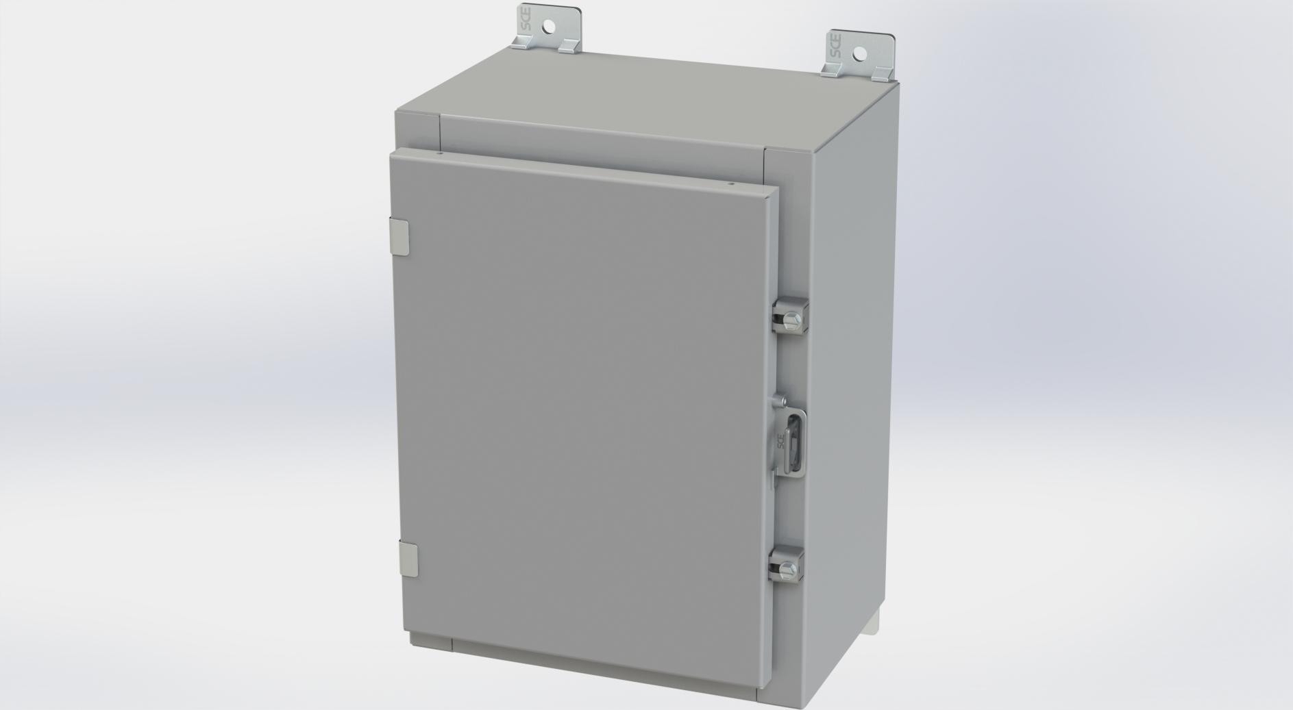 Saginaw Control SCE-16H1208LP Nema 4 LP Enclosure, Height:16.00", Width:12.00", Depth:8.00", ANSI-61 gray powder coating inside and out. Optional panels are powder coated white.