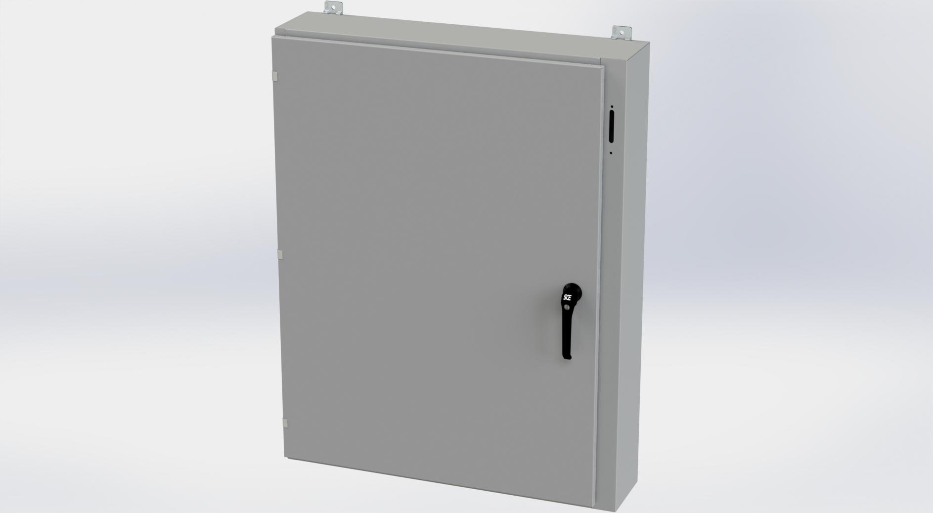 Saginaw Control SCE-48SA3808LPPL Obselete Use SCE-48XEL3708LP, Height:48.00", Width:37.38", Depth:8.00", ANSI-61 gray powder coating inside and out. Optional sub-panels are powder coated white.