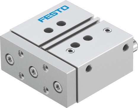 Festo 170932 guided drive DFM-32-40-P-A-KF With integrated guide. Centre of gravity distance from working load to yoke plate: 50 mm, Stroke: 40 mm, Piston diameter: 32 mm, Operating mode of drive unit: Yoke, Cushioning: P: Flexible cushioning rings/plates at both ends
