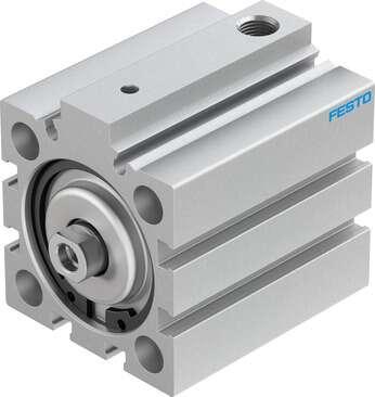 Festo 188225 short-stroke cylinder AEVC-40-25-I-P-A For proximity sensing, piston-rod end with female thread. Stroke: 25 mm, Piston diameter: 40 mm, Spring return force, retracted: 28 N, Based on the standard: (* ISO 6431, * Hole pattern, * VDMA 24562), Cushioning: P: