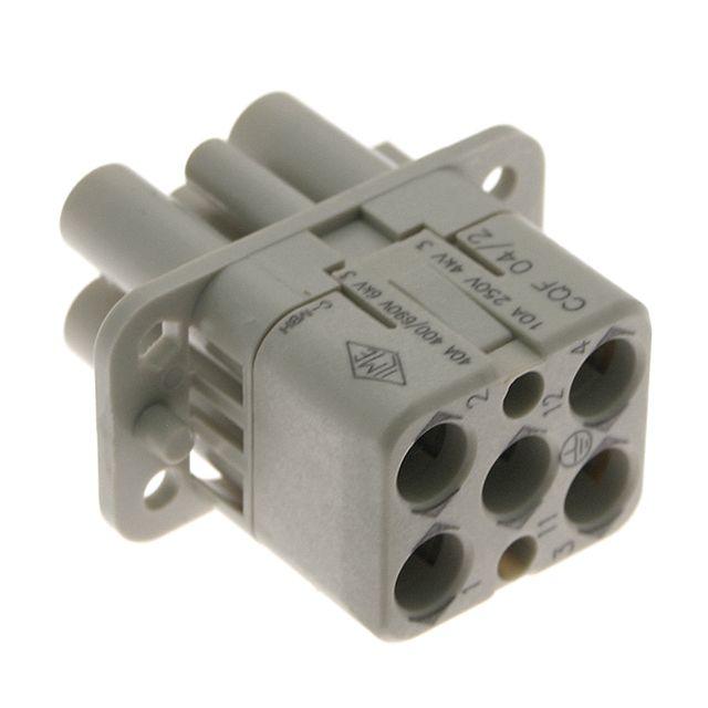 Mencom CQF-04/2 Standard, CQ series, Female Rectangular Insert, size 32.13, 6 pin, 40 amp, Crimp