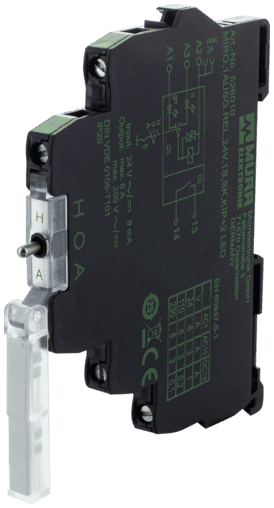 Murr Elektronik 526010 MIRO 6.2 OUTPUT RELAY WITH TOGGLE SWITCH, IN: 24 VAC/DC - OUT: 250 VAC/DC / 6 A