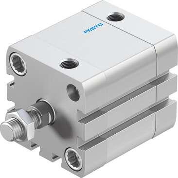 Festo 536292 compact cylinder ADN-40-20-A-P-A Per ISO 21287, with position sensing and external piston rod thread Stroke: 20 mm, Piston diameter: 40 mm, Piston rod thread: M10x1,25, Cushioning: P: Flexible cushioning rings/plates at both ends, Assembly position: Any