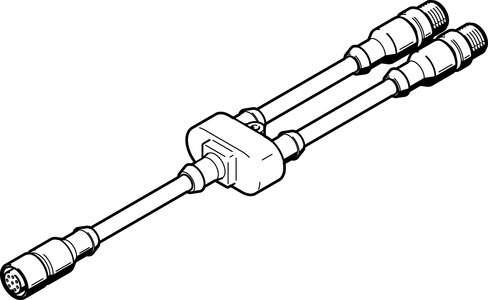 Festo 547888 connecting cable NEBV-M12G8-KD-3-M12G4 For VPPM proportional-pressure regulator. Conforms to standard: (* DIN 47100, * EN 61076-2-101), Design structure: Y-distributor with cables on both sides, Distributor type: 1 to 2, Additional functions: Distribution