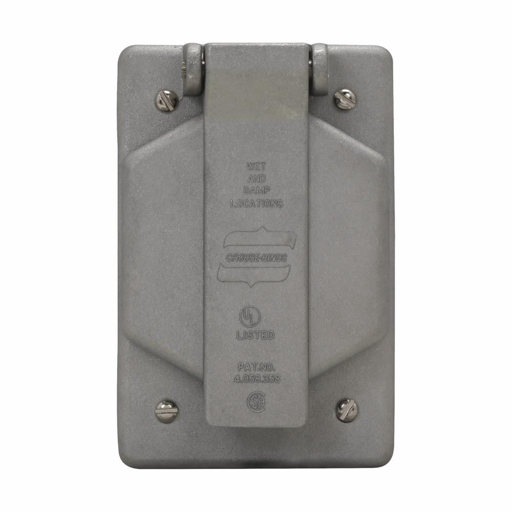Eaton WLRS 6 15 Eaton Crouse-Hinds series WLRS wet location cover with receptacle assembly, 15A, Two-pole, three-wire, Copper-free aluminum, Vertical, 6-15R, 1-3/8", For non-locking blade plugs, 250 Vac