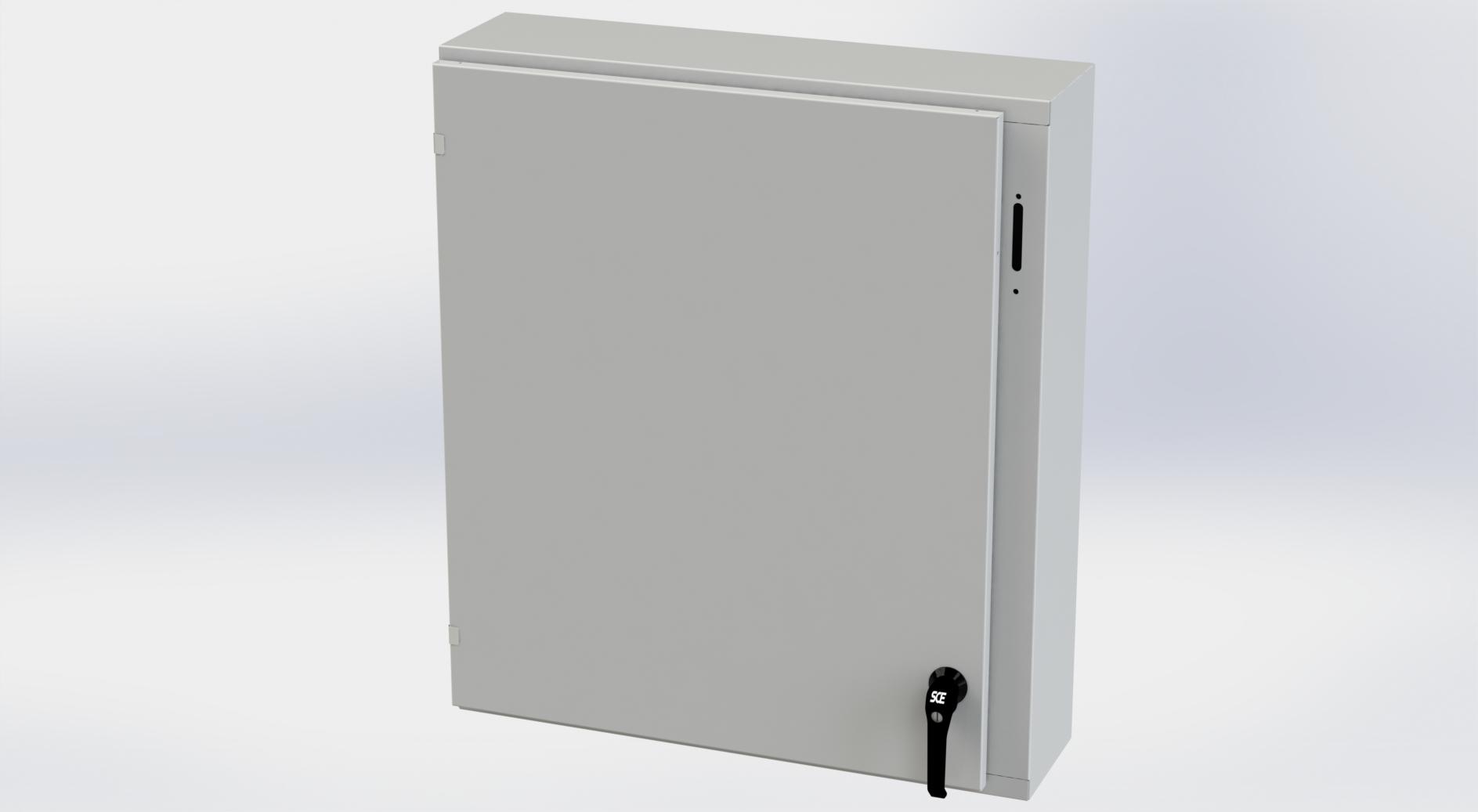 Saginaw Control SCE-36XEL3108LPLG XEL LP Enclosure, Height:36.00", Width:31.38", Depth:8.00", RAL 7035 gray powder coating inside and out. Optional sub-panels are powder coated white.