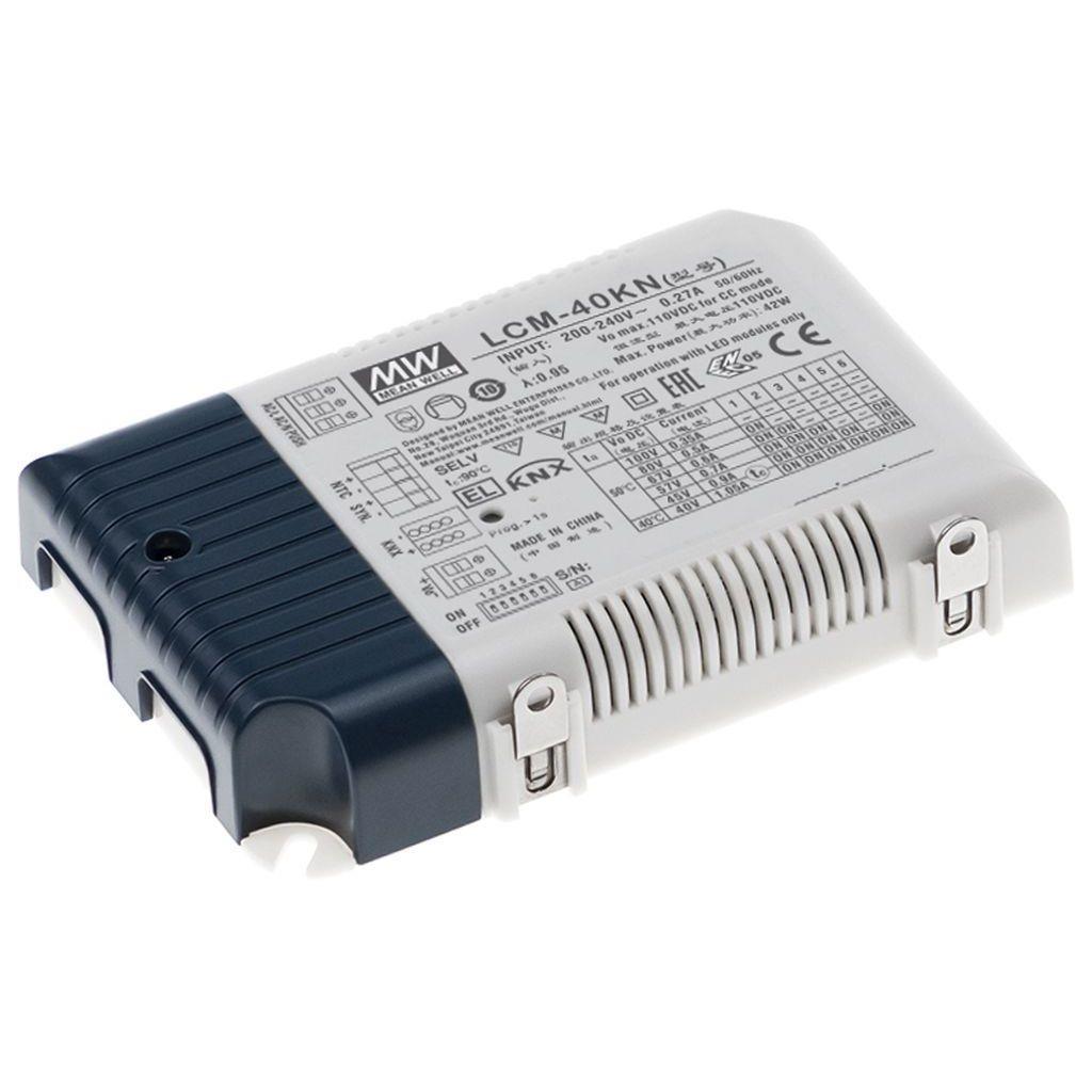 MEAN WELL LCM-40KN-AUX AC-DC Multi-Stage LED driver Constant Current (CC); Modular output 0.35A/0.5A/0.6A/0.7A/0.9A/1.05A; dimming KNX and push; Auxiliary DC output