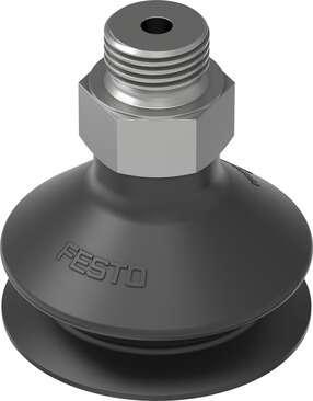 Festo 35413 suction cup VASB-40-1/4-NBR With sealing ring OL. Nominal size: 4 mm, suction cup diameter: 40 mm, Effective suction diameter: 32 mm, Position of connection: on top, Suction cup shape: Round, bellows 1.5 conv
