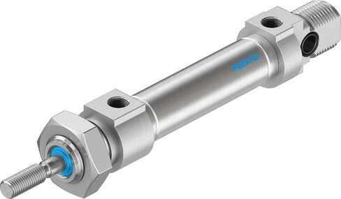 Festo 1908251 standards-based cylinder DSNU-10-15-P-A Based on DIN ISO 6432, for proximity sensing. Various mounting options, with or without additional mounting components. With elastic cushioning rings in the end positions. Stroke: 15 mm, Piston diameter: 10 mm, Pist