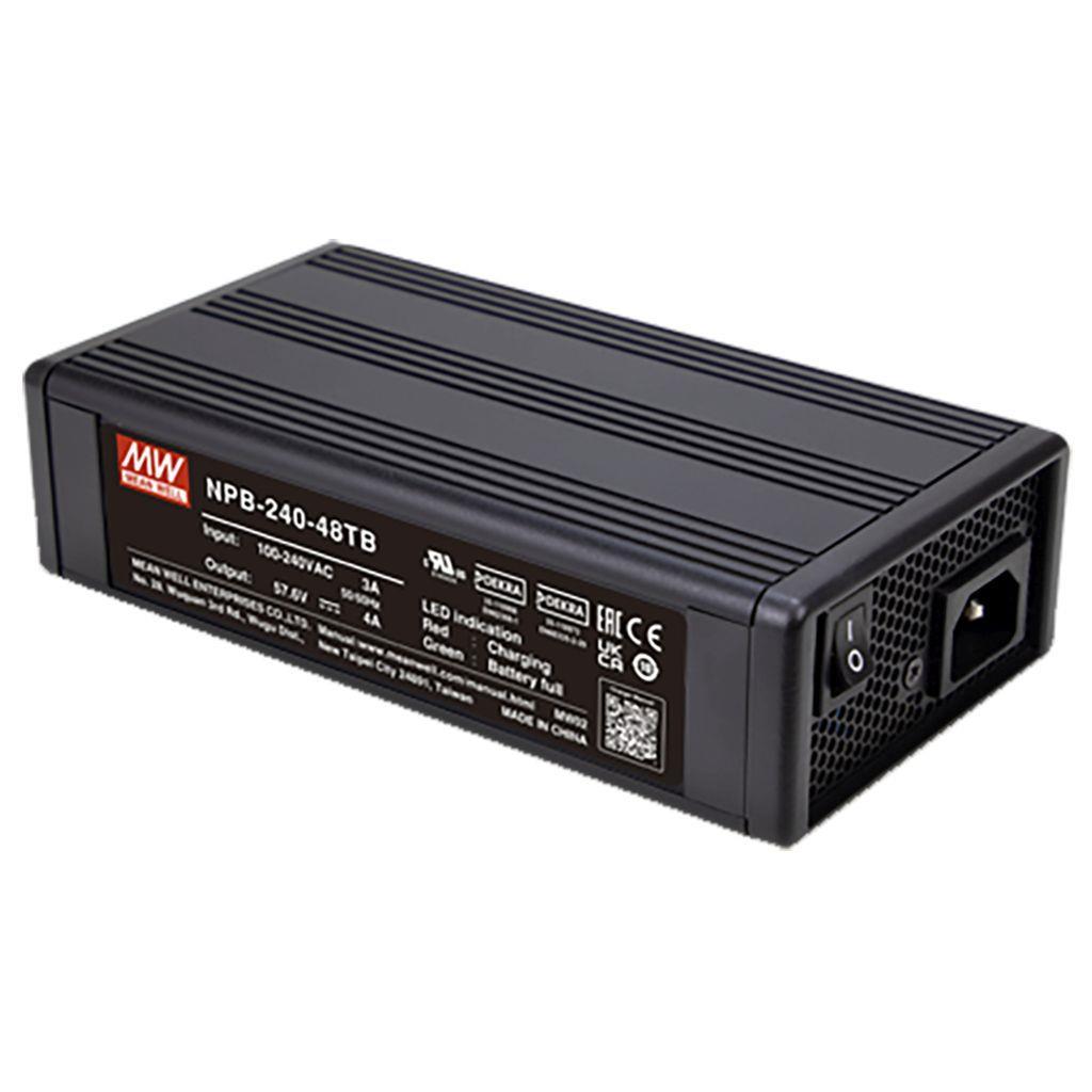 MEAN WELL NPB-240-12TB AC-DC Single output battery charger with PFC; 2 or 3 stage charging; Universal AC input; Output 14.4Vdc at 13.5A with terminal block