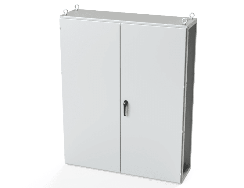 Saginaw Control SCE-T201605LG 2DR IMS Enclosure, Height:78.74", Width:62.99", Depth:18.00", Powder coated RAL 7035 gray inside and out.