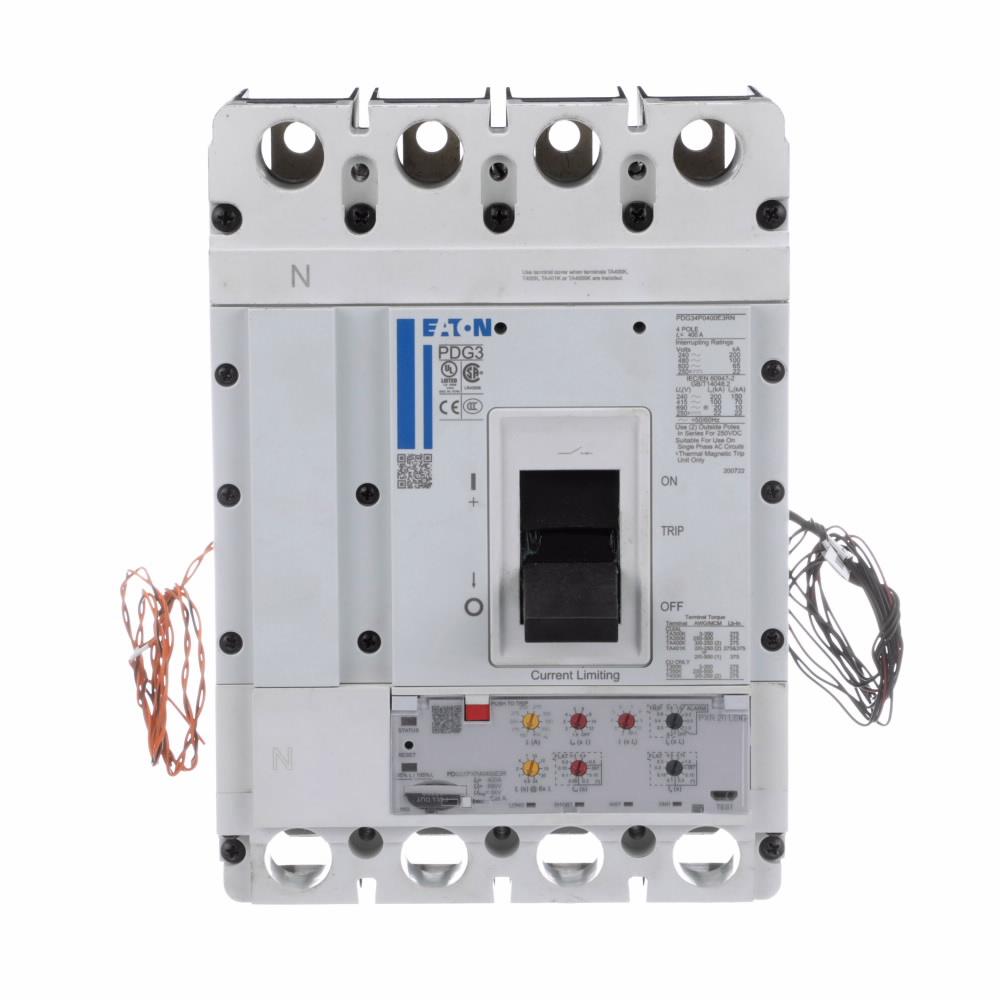Eaton Corp PDF34M0125E3CK Power Defense Globally Rated 100% UL, Frame 3, Four Pole, 125A, 65kA/480V, PXR20 LSIG w/ CAM Link and Relays, Std Term Line Only (PDG3X4TA300)