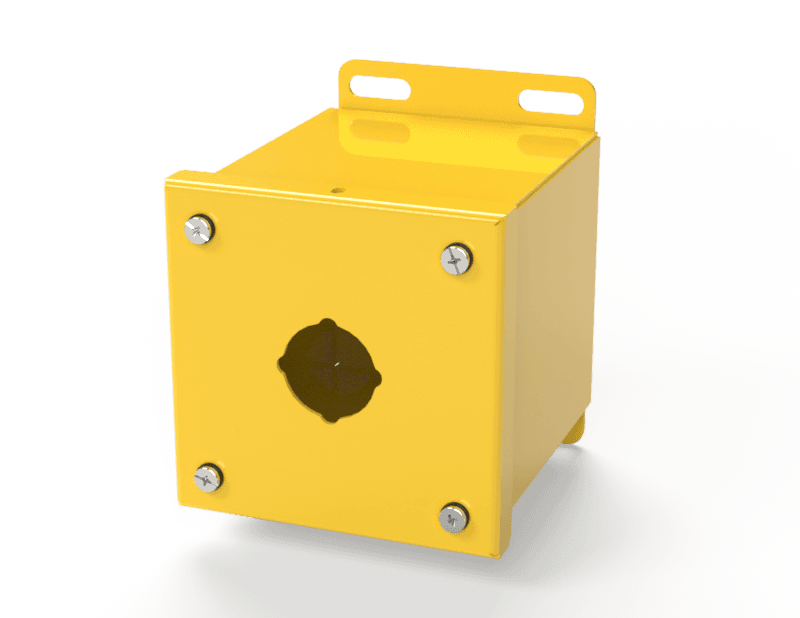 Saginaw Control SCE-1PBX-RAL1018 PBX Enclosure, Height:4.00", Width:4.00", Depth:4.75", RAL 1018 Yellow powder coat inside and out.