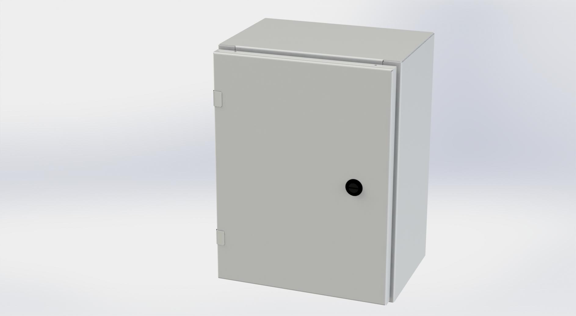 Saginaw Control SCE-16EL1208LPLG EL Enclosure, Height:16.00", Width:12.00", Depth:8.00", RAL 7035 gray powder coating inside and out. Optional sub-panels are powder coated white.