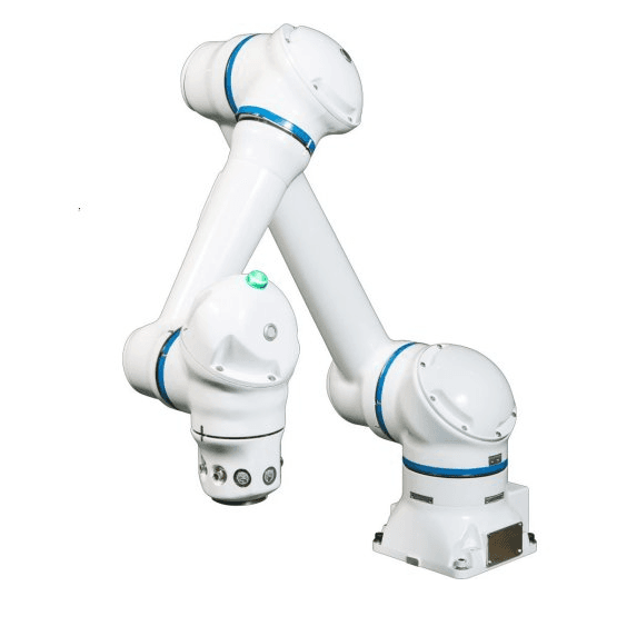 Yaskawa HC10DTP Collaborative Robot w/ Hand-Guided Teaching. 10kg Payload, 1200 mm Horizontal and 2400 mm Vertical Reach. Six-axis pinchless design w/ Power and Force Limiting (PFL) Tech. Thru-arm utilities hide cabling: Cat6 ethernet. IP67, NSF H1 food-grade grease. 